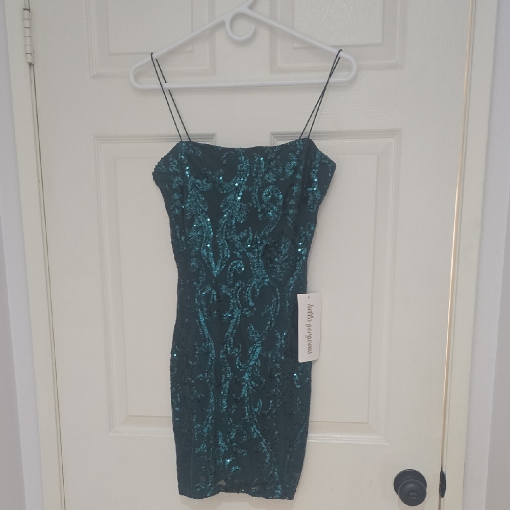 Dazzling Teal Sequins  Dress NWT SIZE M